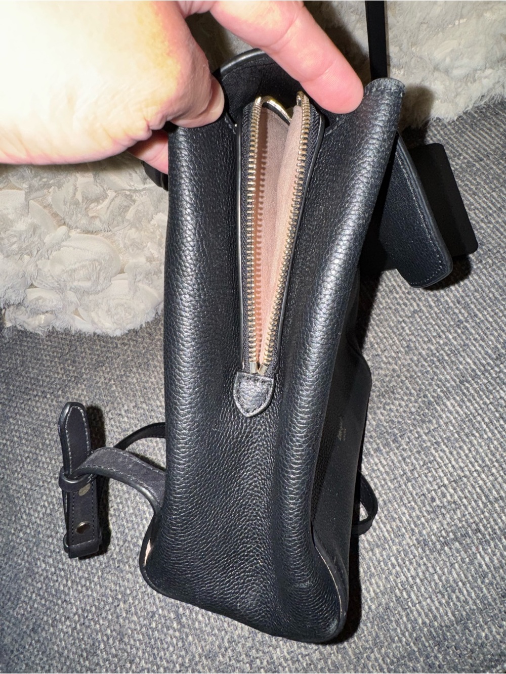 Kate Spade Black Pebbled Leather Backpack Purse - Picture 4 of 9